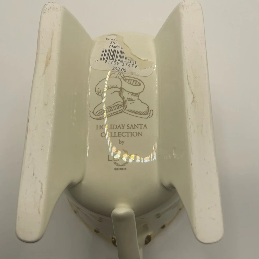 Lenox Holiday Santa Collection Creamer Sleigh Creamer Holly & Ribbons - Picture 5 of 8